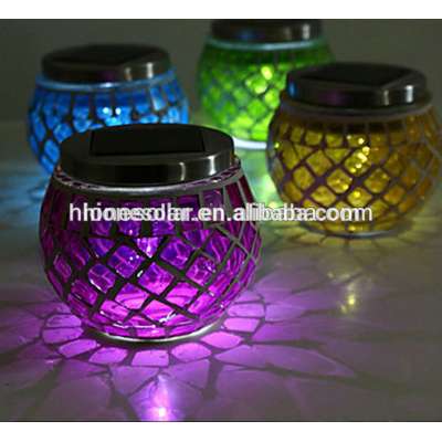 Colorful Glass Solar Mosaic Jar Light Solar Crackle Jar Light