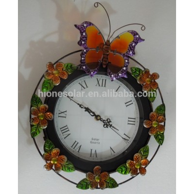 Outdoor Butterfly Solar Clock with 4LED for Garden