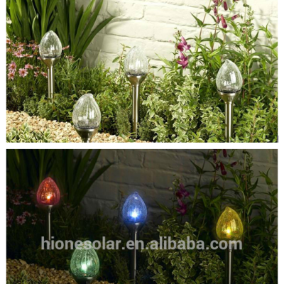 Solar Powered Light Stainless Steel Crack Ball Lamp for Lawn Garden Decoration